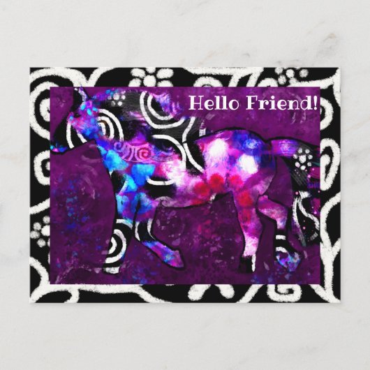 Carte Postale - Peinture Abstraite Whimsical Cheva (Devant)