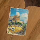 Carte Postale Peinture Acropole Grèce Athènes