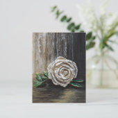 Carte Postale Peinture acrylique Rose Blanche (Debout devant)