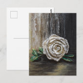 Carte Postale Peinture acrylique Rose Blanche (Devant / Derrière)