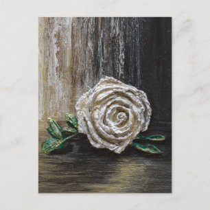 Carte Postale Peinture acrylique Rose Blanche