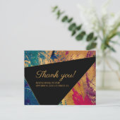 Carte Postale Peinture acrylique rouge bleu noir mariage merci (Debout devant)