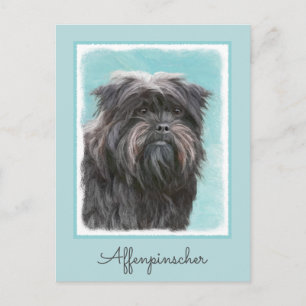 Carte Postale Peinture Affenpinscher - Joli art original chien