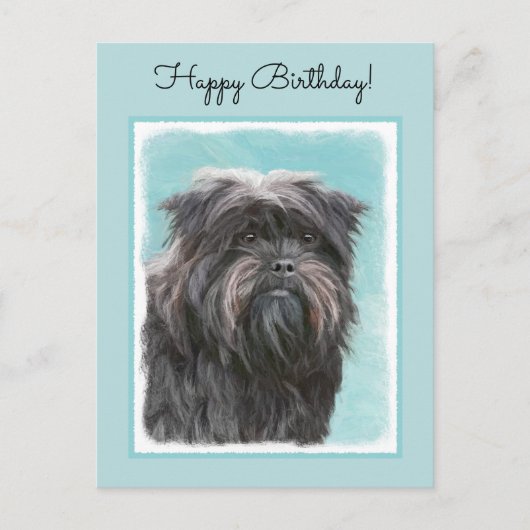 Carte Postale Peinture Affenpinscher - Joli art original chien (Devant)