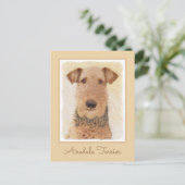 Carte Postale Peinture Airedale Terrier - Cute Original Art (Debout devant)