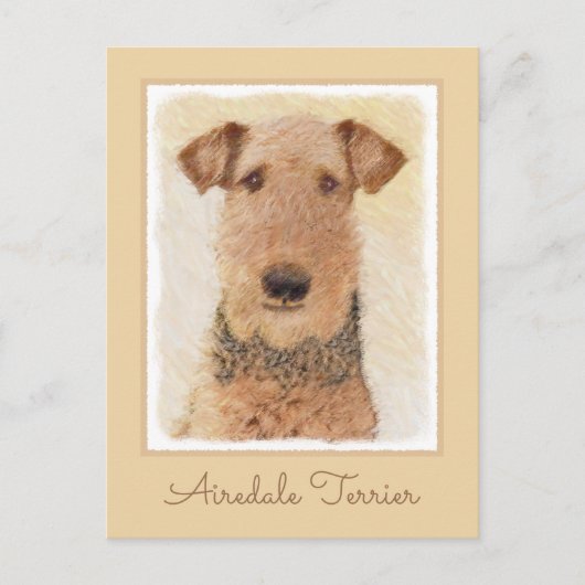 Carte Postale Peinture Airedale Terrier - Cute Original Art (Devant)