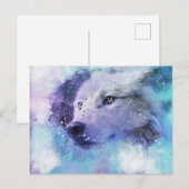 Carte Postale Peinture animale magique du loup blanc esprit (Devant / Derrière)