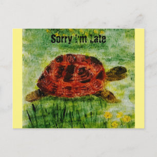 Carte Postale Peinture animale Tortue Désolé Je suis en retard