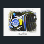 Carte Postale *~* Peinture Antique Vintage Classique de Voiture<br><div class="desc">CARTE POSTALE - VOITURES CLASSIQUES RÉTRO - PEINTURES NUMÉRIQUES REHAUSSÉES DE STYLE GRUNGE - PERSONNALISEZ LE TEXTE SI VOULU. - Voiture haute performance.</div>