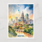 Carte Postale Peinture aquarelle Austin City (Devant)