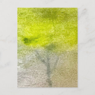 Carte Postale Peinture aquarelle d'arbre de forêt brumeuse