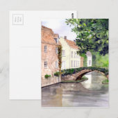 Carte Postale Peinture aquarelle de Bruges par Farida Greenfield (Devant / Derrière)
