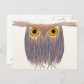 Carte Postale Peinture aquarelle de Chouette colorée (Devant / Derrière)