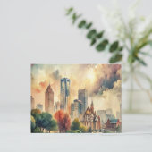 Carte Postale Peinture aquarelle de Detroit Michigan (Debout devant)