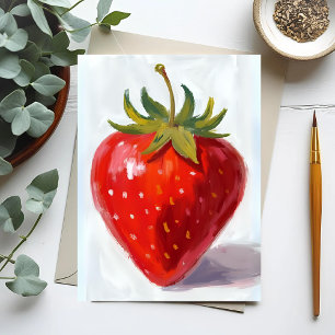 Carte Postale Peinture aquarelle de fraise rouge