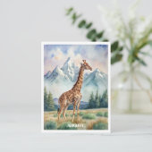 Carte Postale Peinture aquarelle de girafe (Debout devant)