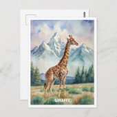 Carte Postale Peinture aquarelle de girafe (Devant / Derrière)