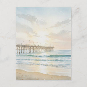 Carte Postale Peinture aquarelle de la jetée de Pismo Beach