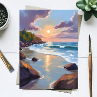 Peinture aquarelle de la plage du littoral océaniq