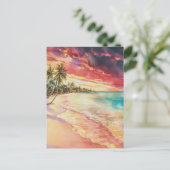 Carte Postale Peinture aquarelle de l'île Cayman (Debout devant)