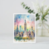 Carte Postale Peinture aquarelle de New York (Debout devant)