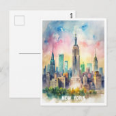Carte Postale Peinture aquarelle de New York (Devant / Derrière)