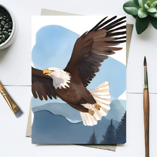 Carte Postale Peinture aquarelle de pygargue à tête blanche