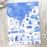Carte Postale Peinture aquarelle de Santorin Grèce<br><div class="desc">Une aquarelle moderne représentant l'île grecque de Santorin. Art original de Nic Squirrell.</div>