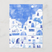 Carte Postale Peinture aquarelle de Santorin Grèce (Devant)