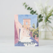 Carte Postale Peinture aquarelle de voyage à Pompéi Grèce (Debout devant)