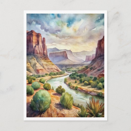 Carte Postale Peinture aquarelle du parc national de Big Bend  (Devant)