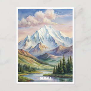 Carte Postale Peinture aquarelle du parc national de Denali
