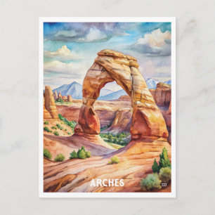 Carte Postale Peinture aquarelle du parc national des Arches