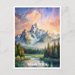 Carte Postale Peinture aquarelle du parc national du Grand Teton