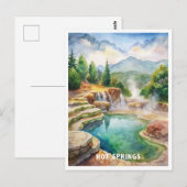 Carte Postale Peinture aquarelle du parc national Hot Springs (Devant / Derrière)