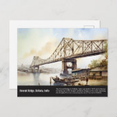 Carte Postale Peinture aquarelle du pont Kolkata Howrah. (Devant / Derrière)