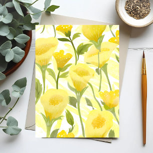 Carte Postale Peinture aquarelle florale jaune