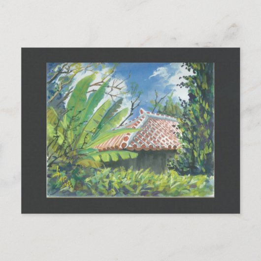 Carte postale Peinture aquarelle Okinawa Fukugi (Devant)
