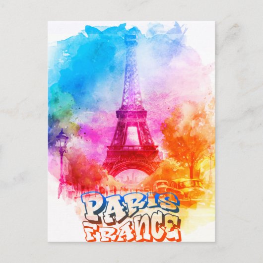Carte Postale Peinture Aquarelle Paris France (Devant)