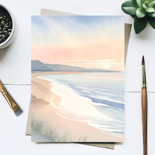 Carte Postale Peinture aquarelle pastel du bord de l'océan