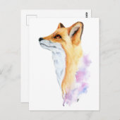 Carte postale Peinture aquarelle Red Fox (Devant / Derrière)