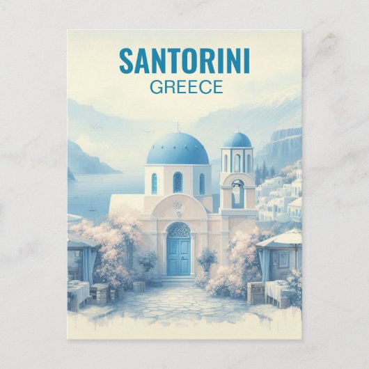 Carte postale Peinture aquarelle Santorini Grèce (Devant)