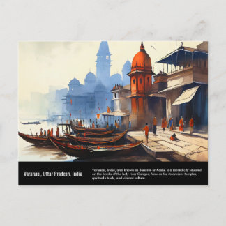 Carte Postale Peinture aquarelle Varanasi | Travel Inde