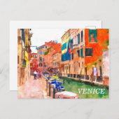Carte postale peinture aquarelle Venise (Devant / Derrière)