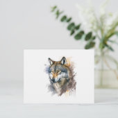 Carte Postale Peinture aquarelle Wolf (Debout devant)