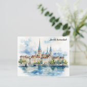 Carte Postale Peinture aquarelle Zurich Suisse (Debout devant)