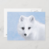 Carte Postale Peinture Arctic Fox - Art original de la faune (Devant / Derrière)