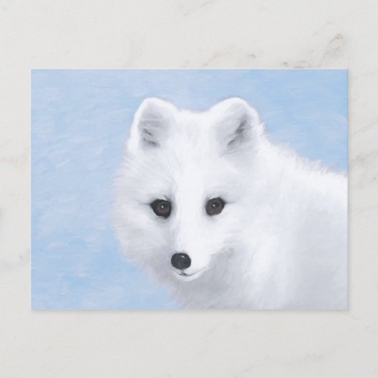 Carte Postale Peinture Arctic Fox - Art original de la faune (Devant)
