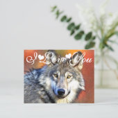 Carte Postale Peinture artistique du loup gris Photo Image Je t' (Debout devant)