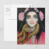 Carte Postale Peinture artistique originale d'une fille et de so (Devant / Derrière)